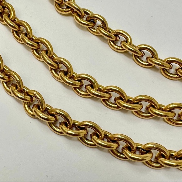 Authentic CHANEL gold plated CC triple chain hanging belt vintage 80cm